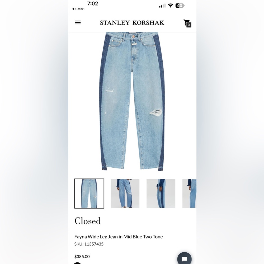 NWT CLOSED Fyne Wide leg jeans size 27